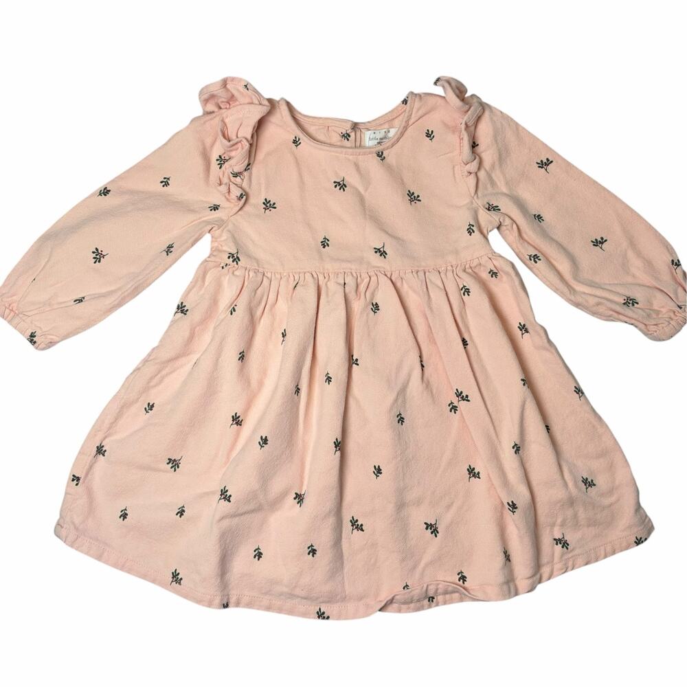 Little Earthling Organic Dress Girls Holly Peach 12-18 Months